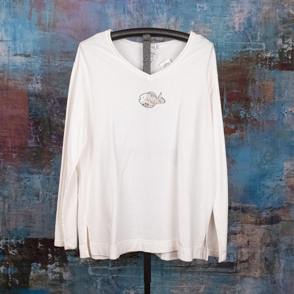 Fresh Produce 100% Cotton French Terry Pullover Tunic Top SZ XL Beach Fish Ocean